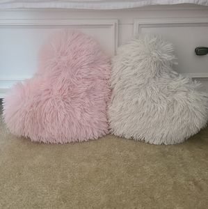 Set of fuzzy heart pillows